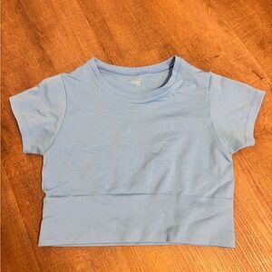 aerie Light Blue Crop Tee